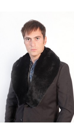 Black rex fur collar - unisex